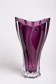 Flower Vase 12" Centerpiece Bud Vase Purple color Bohemian Czech Crystal Glass