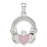 Sterling Silver Glitter Infused Claddagh Pendant