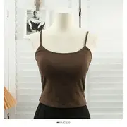 Plain Cami Top with Pads in 5 Colors Coffee - One Size