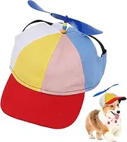 Manolyee Pet Propeller Baseball Hat With Ear Holes - Rainbow Helicopter Top Hat for Dogs, Walking, Sports, Travel