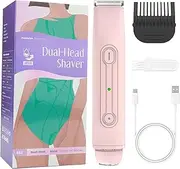 Bikini Shaver, Waterproof Intimate Shaver, Rechargeable Portable Hair Removal Device with Double Head for Arm Travel Underarms Legs Bikini