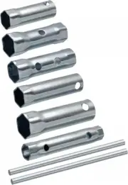 uxcell 6 Pcs Ignition Spark Plug Spanner Set Dual-Ended Wrench Socket Silver