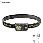 Red and White Dual Light Headlamp LED Induction Headlight Fishing Head Light