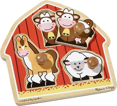 Melissa & Doug - Barn Animals Knob Puzzle - 3 Pieces Edition:Standard Version