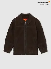 Reiss Distressed Brown Rally 13-14 yrs Unisex Fit McLaren F1 Team Suede Bomber Jacket (F45268) | $350
