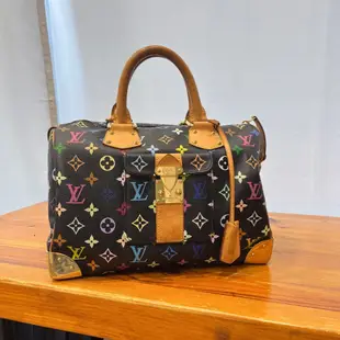 【哈極品】二手品 《Louis Vuitton LV 村上隆 黑色33彩 30公分speedy 手提包/波士頓包》