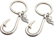 [LIFKOME] Metal Fish Hook Keyring Keychain Cute Car Key Ring Bag Pendant Fish Hook Design for Birthday Present