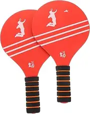 Parliky 2pcs Badminton Rackets Paddle Ball Game Rackets Wooden Short Handle Paddles