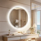 60/80cm LED Wall Round Mirror Anti-fog Smart Bathroom Mirrors Large Makeup Light