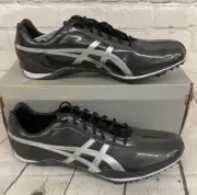 ASICS G301Y 9093 Fast Lap MD Men's Spiked Sprint Cleats Black Silver US 10.5