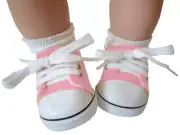 Pink Canvas Deck Gym Shoes Sneakers made for Bitty Baby + Twins Doll Clothes