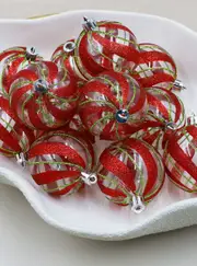 Red Green Glitter Clear Christmas Baubles 60mm 12 Pack