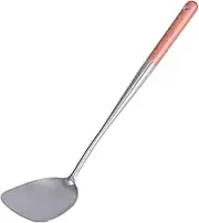 Boundless Voyage Titanium Wok Spatula Food Turner Ladle Skimmer Lightweight Cooking Utensils with Wood Handle for Home Outdoor Kitchen (Wok Spatula)