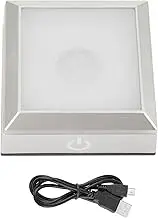 LED Light Base, Colorful LED Crystal Light Base, LED Light Crystal Display Stand Base for Glass Crystal Spherical Artwork (Square 4 lights touchable USB battery (delivered)