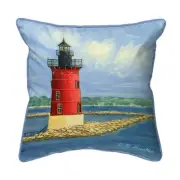 Betsy Drake Breakwater Lighthouse Large Indoor Outdoor Pillow 18x18
