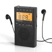 Portable Radio, Small Radio with Loud Speaker, Headphone Jack, LCD Screen, Ba...