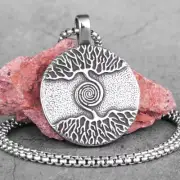 Viking Tree of Life Spiral Necklace Stainless Steel Pendant Necklace