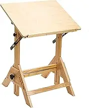 Liftable Art Painting Table, Large Wood Drafting Table with 45 * 60cm/60 * 90cm Working Area and Figure Eight Bracket, Adjustable 0-45° Tilt Angle and 94-115.5cm Height, Without Shaking, for Reading