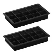 2pc Tempa Quinn Silicone 18cm Mini Square Ice Cube Tray Maker Freezer Mould BLK