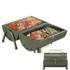 Portable Charcoal Grill Two Side Carbon Griller Mini Smoker Small BBQ Grill