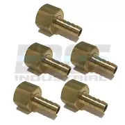 (5 PACK) 3/8 HOSE ID TO 1/2 FEMALE NPSM SWIVEL BRASS ADAPTER FITTING W/ GASKET