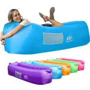 INFLATABLE LOUNGER Air Sofa Hammock Portable Couch Compression Sack Blue WEKAPO