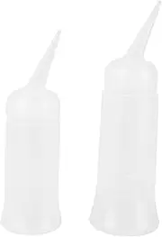 minkissy 2pcs Hair Dye Bottle Empty Squeeze Bottle Hair Dye Bottle with Tip Clear Squeeze Bottle Travel Squeeze Bottle Hair Oil Bottle Applicator Tool Dry Cleaning Bottle Oblique Head Scalp