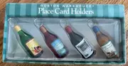 Set of 4 Boston Warehouse Wine Place/Menu Card Holders ~ New In Box ~ Vintage