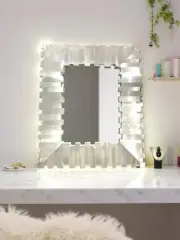 20"x24" Selenite Stone Wall Mirror Handmade Crystal Healing Gemstone Mosaic Deco
