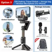 Q18 Gimbal Stabilizer Selfie Stick Tripod with Fill Light for Smartphones
