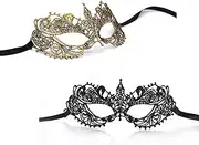 iMapo Women's Lace Masquerade Masks, Sexy Lady Girl Elegant Eye Mask, for Opera Halloween Dancing Evening Party Mardi Gras, Pack of 2 - Black