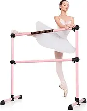 Costway Freestanding Ballet Barre, Adjustable Double Stretching Dance Bar, Portable Ballet Bar for Home, Dancing Studio or Gym