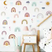 Rainbow Wall Decals Cloud Decals Watercolor Raindrop Wall Stickers Removable Wall Sticker
