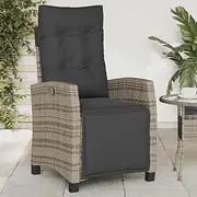 Garden Chair Reclining Garden Chair with Footrest Grey Poly Rattan Patio Seating