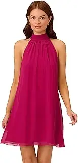 [Adrianna Papell] Women's Mockneck Chiffon Jersey Dress