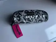 NWT Betsey Johnson Betseyville Grey Pixel Leopard Makeup Bag Travel Size