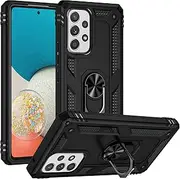 [Cavor] for Samsung Galaxy A53 5G Case (6.5") TPU Case PC Bumper 360° Rotation Ring Holder Kickstand Back Cover [Work with Magnetic Car Mount] Shockproof Protective Cover-Black