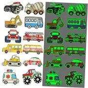 Luminous Cars and Trucks Tattoos for Boys -12 Sheets Glow in The Dark Cars