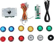 Arcade Buttons and Joystick Kit, Zero Delay LED Arcade Buttons Joystick DIY Kit with 10 Illuminated Push Buttons, Professional DIY Arcade Joystick Kit for Raspberry Pi, for PS3, for PC