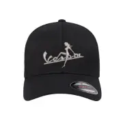 Sexy Woman Vespa Logo Embroidered Flexfit Hat Flat and Curved