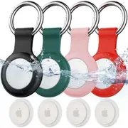 Set of 4 for Apple Air Card Case with Keychain IPX8 Waterproof Soft Silicone Air Card Case, Lightweight, Scratch-Proof, Keys, Dog Collars, etc.