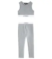 [Versace Kids] Versace Kids Logo cotton-blend jersey top and leggings set Y 14 grey