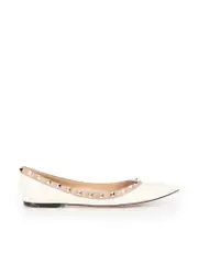 White Patent Rockstud Ballet Flats