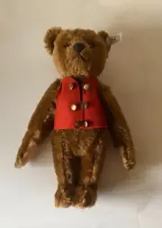 STEIFF "TEDDY BU 1925" EAN 407185 BROWN AMOHAIR BEAR WITH FELT WAISTCOAT