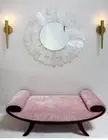 Selenite Crystal Sun Burst Wall Mirror, Modern Hallway Interior Wall Mirror