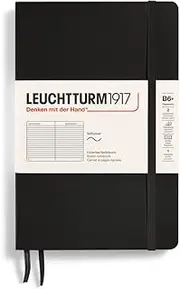 LEUCHTTURM1917 358288 Notebook Paperback (B6+), Softcover, 123 Numbered Pages, Ruled, Black