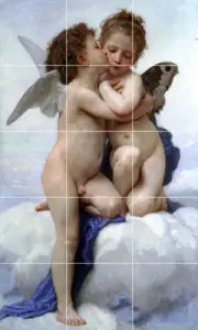 Art William Bouguereau First Kiss Tiles Mural Ceramic Backsplash Bath Tile #1470