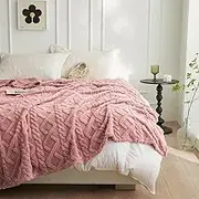 DAWNTREES Light Pink Soft Flannel Blanket 200x230cm, Light Plush Comfortable Texture, Suitable for Sofa Travel Camping Four Seasons Plush Blanket