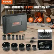 Hole Saw Kit, 11 PCS Saw Blades, 2 Drill Bits, 1 Hex Wrench, Bi Metal M42 Hole Saw Set with Carrying Case, General Purpose Size from 3/4" to 3", Ideal for Wood Board, Iron and Plastic Plate