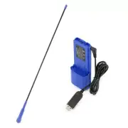 Baofeng UV-5R Rugged V3 RH-5R/V2 USB Charger XL Battery Extended Range Antenna